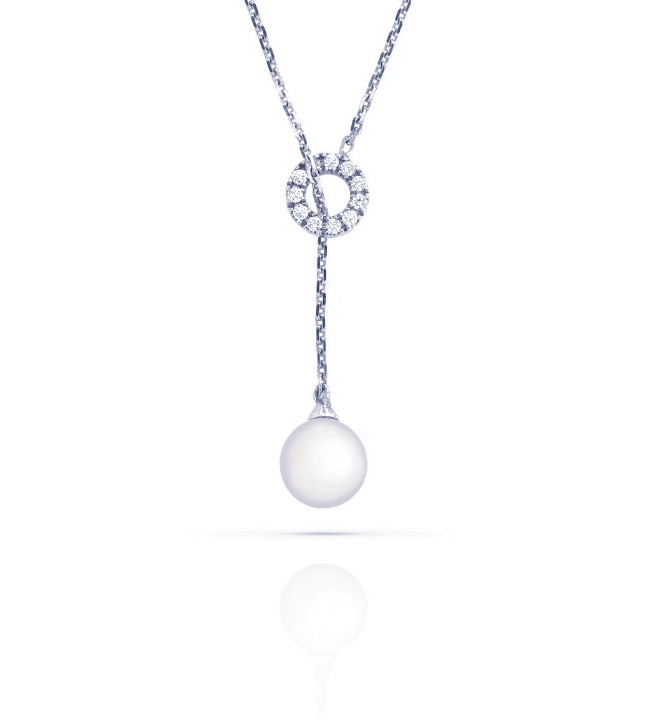 Obrázek Náhrdelník LOEE z bílého zlata s diamanty a perlou
