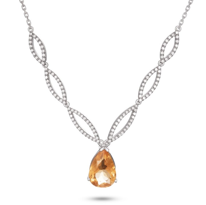 Obrázek Náhrdelník LOEE z bílého zlata s diamanty a citrínem