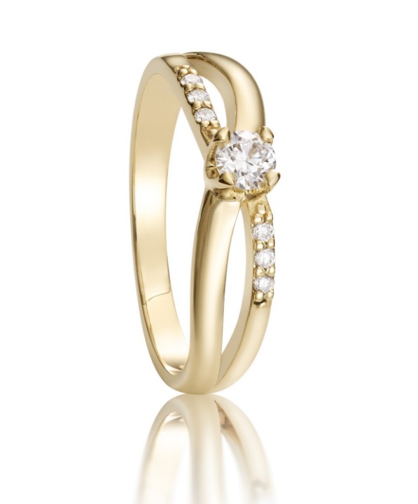 Obrázek Zásnubní prsten LOEE ze žlutého zlata s diamanty