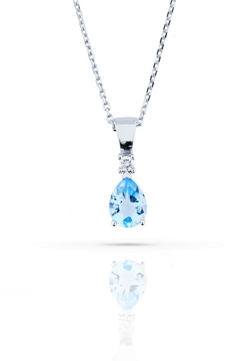 Obrázek Přívěsek LOEE Palette Diamonds z bílého zlata s diamanty a topazem