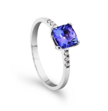 Obrázek Prsten LOEE Palette Diamonds z bílého zlata s diamanty a tanzanitem (48 mm)