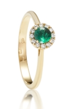 Obrázek Prsten LOEE Palette Diamonds ze žlutého zlata s diamanty a smaragdem (48 mm)