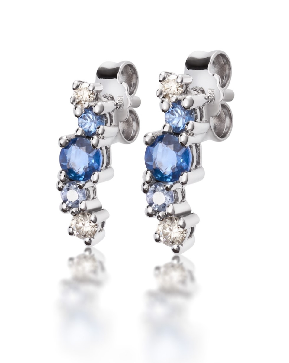 Obrázek Náušnice LOEE Sparkle z bílého zlata s diamanty a multisafíry