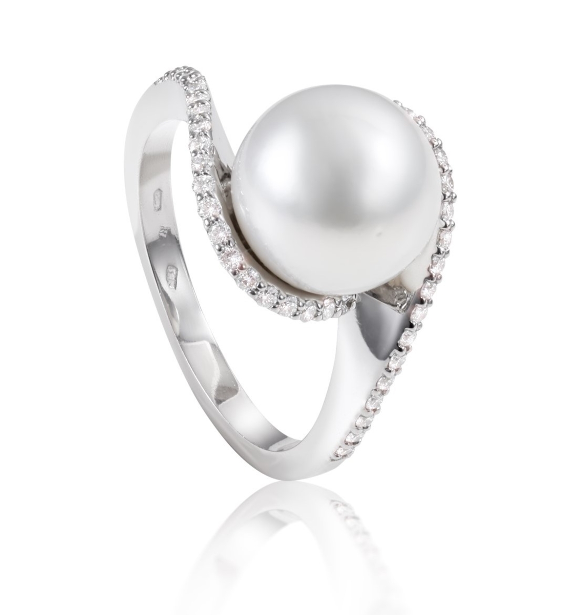 Obrázek Prsten LOEE Pearls z bílého zlata s diamanty a perlou