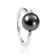 Obrázek Prsten LOEE Pearls z bílého zlata s diamanty a perlou (48 mm)