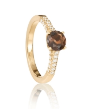 Obrázek Prsten LOEE Palette Diamonds ze žlutého zlata s diamanty a smoky quartz (48 mm)