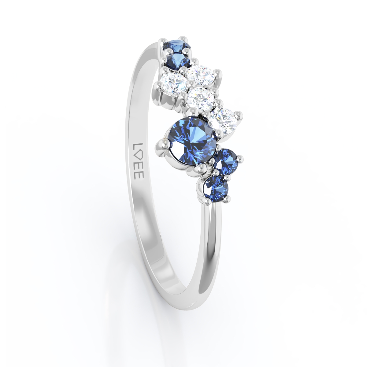 Obrázek Prsten LOEE Sparkle z bílého zlata s diamanty a multisafíry